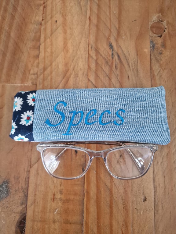Handmade Upcycled Denim 'Specs' Glasses Case