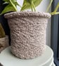 SOLD - Hand Knitted Plant Pot - Beige - Recycled Cotton - Medium - Image 1