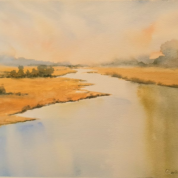 Original Watercolour Landscape. Across the Outback .  15x11 inches
