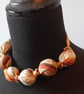 Brown Stripe Silk Bead Necklace - Image 3