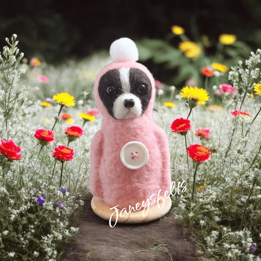 Needle felted boston terrier 
