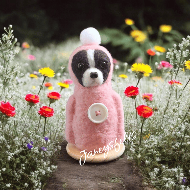 Needle felted boston terrier 