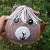 Alpaca face Tea cosy - to fit a small 1 or 2  cup teapot, knitted tea cosy