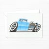 Custom Car Greeting Card - American Classic Car Illustration - Blank Inside