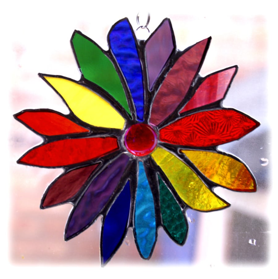 Rainbow Flower Stained Glass Suncatcher 027