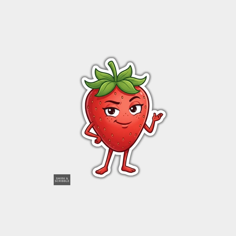 Funny Vinyl Die Cut Sticker For Adults - Cute Strawberry