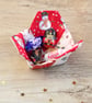 Small Fabric Patchwork Basket with Snowmen and Santa's - Image 8