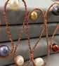 Quirky Multicoloured Cultured Pearl Copper Abstract Squiggle Necklace - Image 4