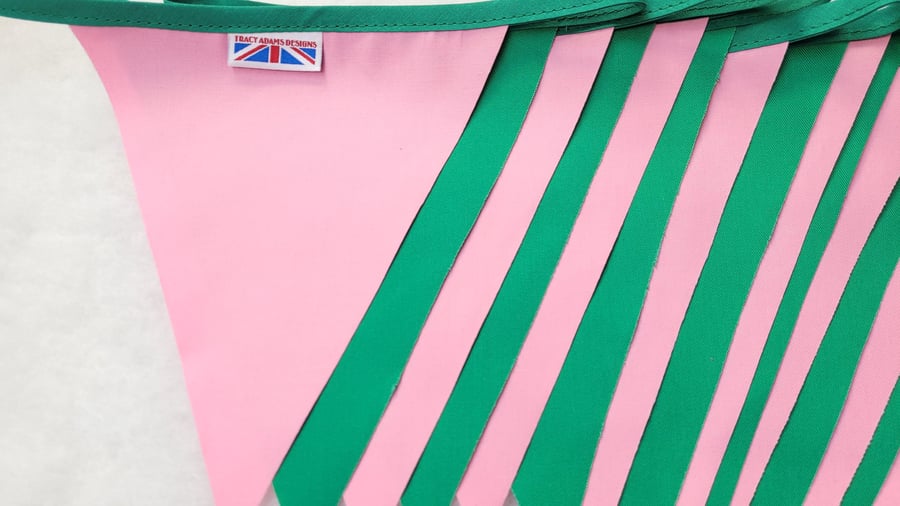 Wicked bunting colours - pink and green fabric bunting