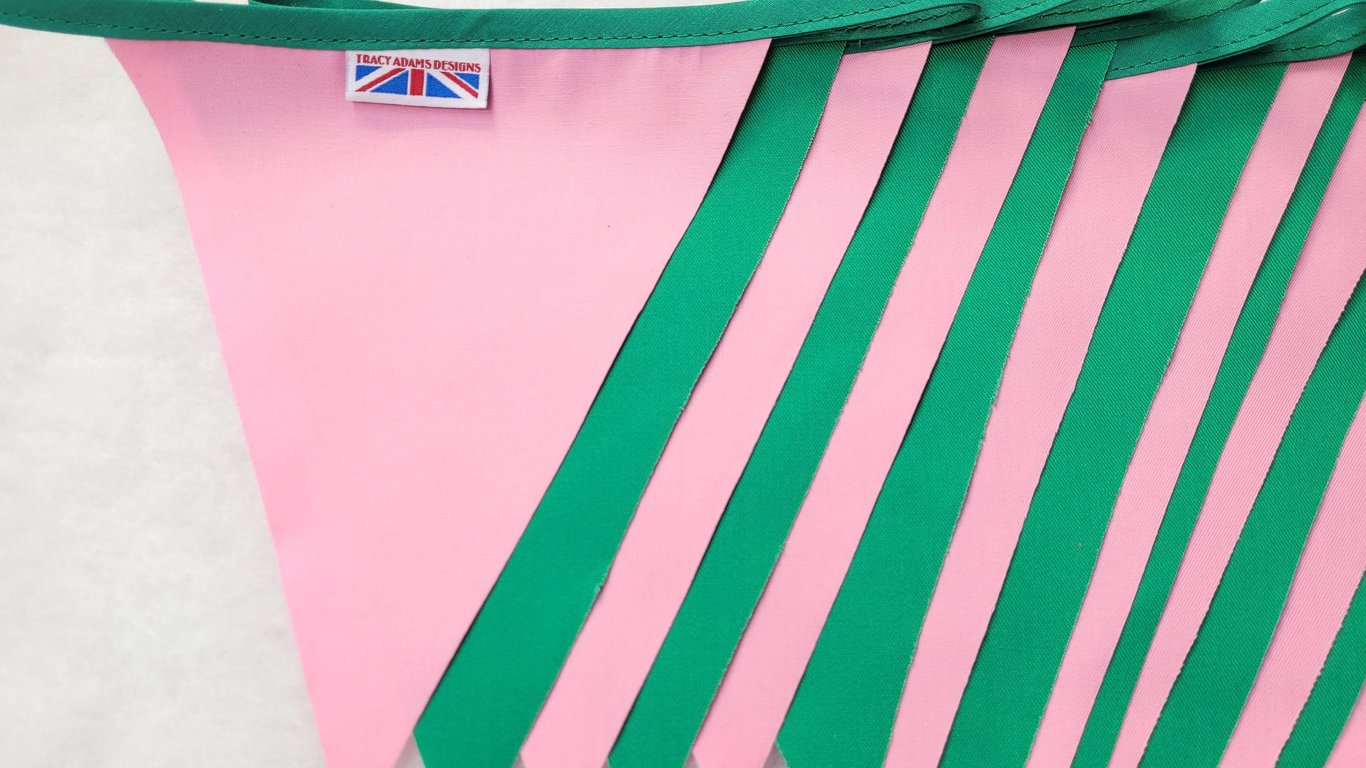 Wicked bunting colours - pink and green fabric bunting