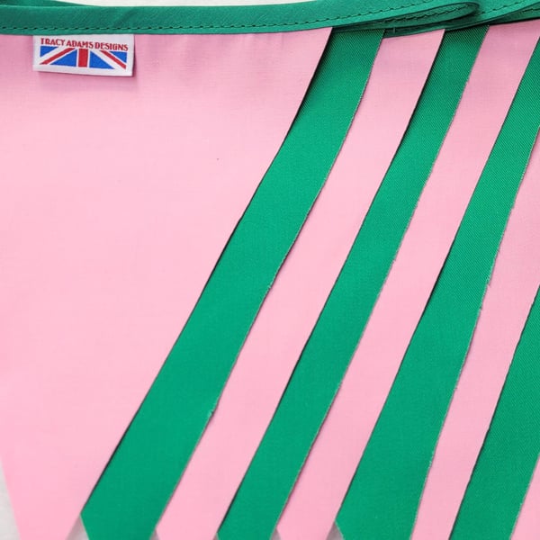 Wicked bunting colours - pink and green fabric bunting