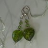 Large Peridot Heart's  Sterling Silver Earrings