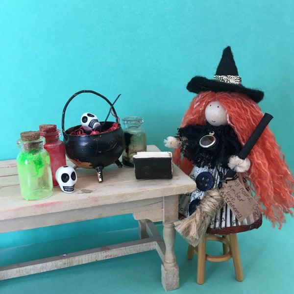 Orange Witch Doll Decoration, Halloween Decoration