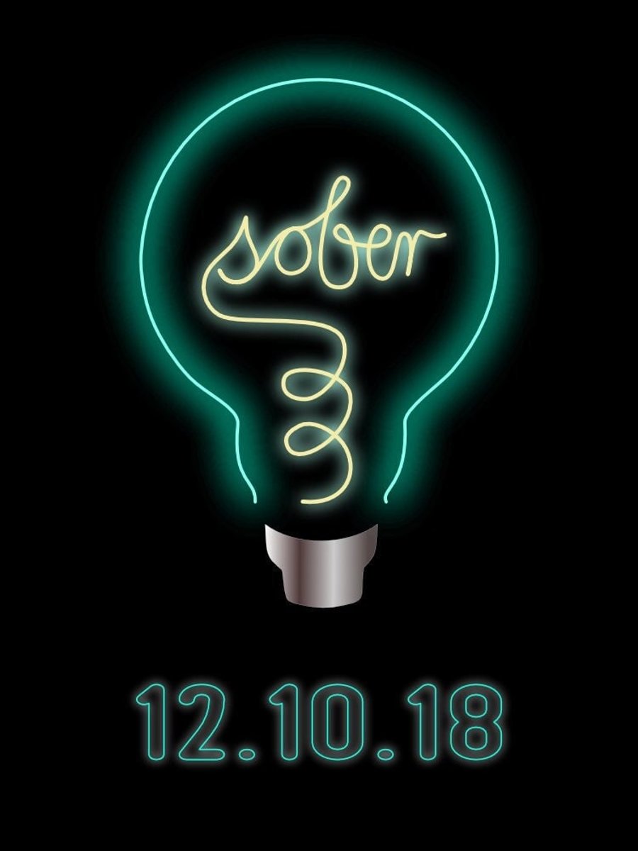 Custom sobriety gift, sober anniversary gift, AA NA gift, sober wall art, Lightb