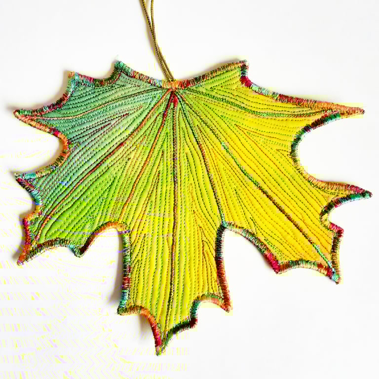Leaf Hanging Decoration Free Machine Embroidery Home Decor 