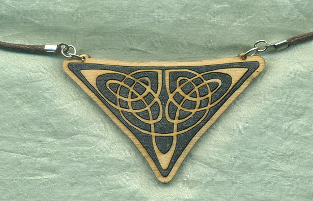 Celtic laser cut marquetry pendant