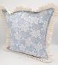 Blue and white, country cottage style, frilly cushion cover,  envelope backed,   - Image 4
