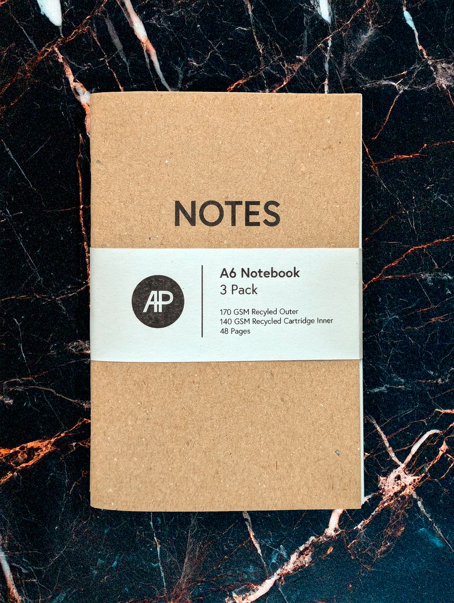 3 Pack - Recycled A6 Pocket Notebook