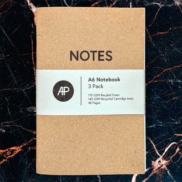 3 Pack - Recycled A6 Pocket Notebook