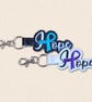 Hope Awareness Ribbon Keyring - Embroidered Faux Leather Bag Charm