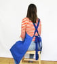 Pleated Pinafore Apron with Split Leg and Adjustable Cross Back. Blue No25 - Image 2