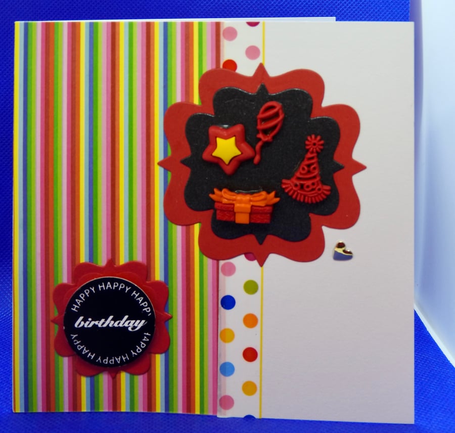 Red birthday buttons card