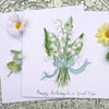 Lily of the valley hand-painted personalised May birth flower card 