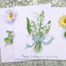 Lily of the valley hand-painted personalised May birth flower card 