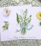 Lily of the valley hand-painted personalised May birth flower card 