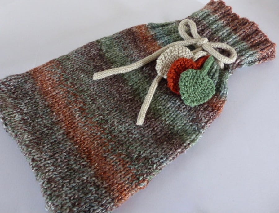 Hand Knitted Hot Water Bottle Cover