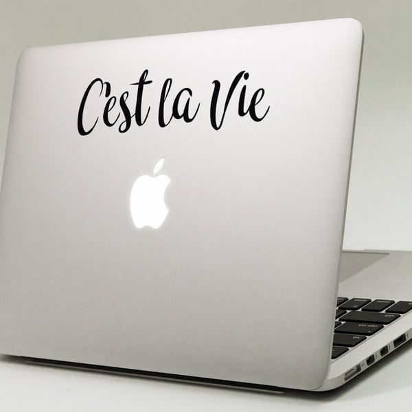 C'EST LA VIE Quote Apple MacBook Decal Sticker fits all MacBook models