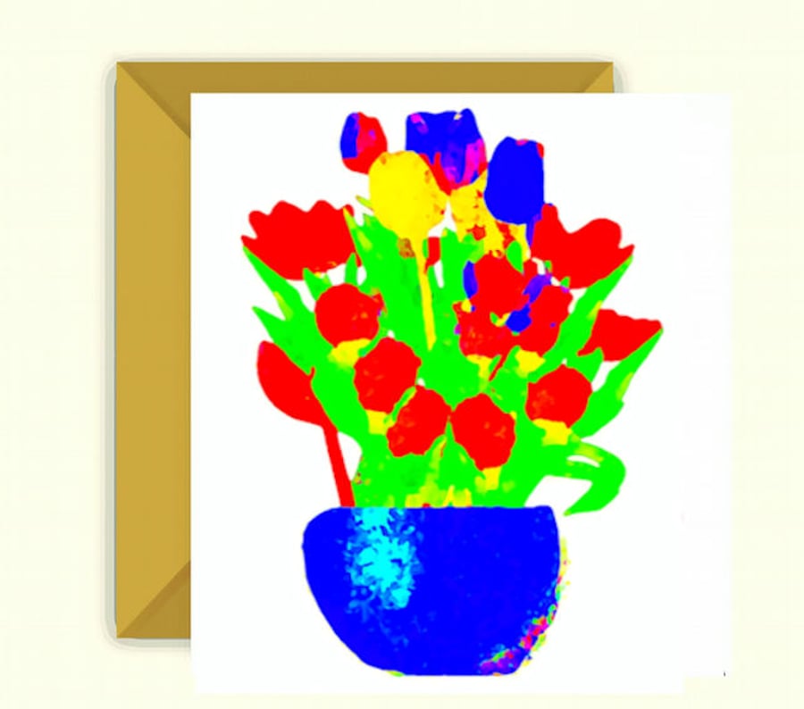 Tulips in a Vase Greeting Card