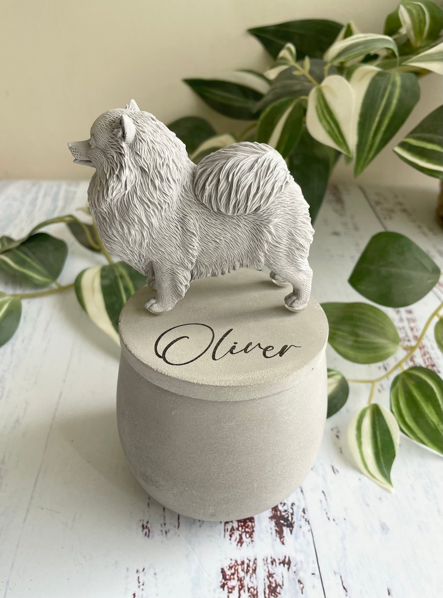 Small personalised concrete French bulldog urn