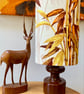 Oriental Bamboo Yellow Orange 50s 60s Barkcloth vintage fabric Lampshade  - Image 6