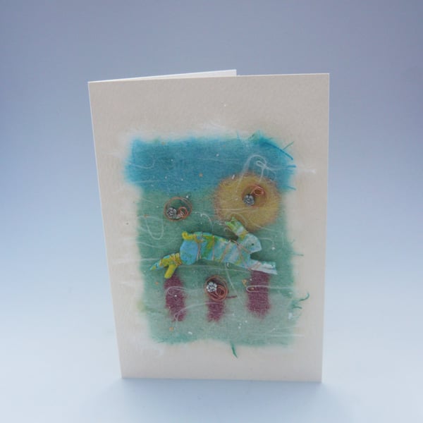 Birthday card. Leaping hare