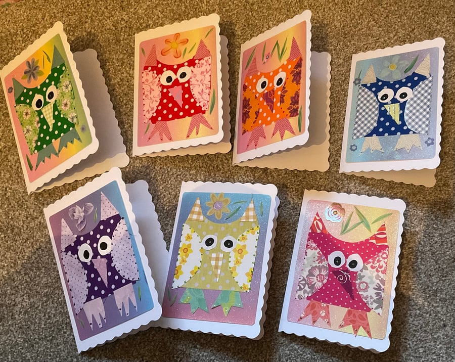 Hand crafted Greetings card - Owls