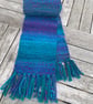 Handspun and woven purple and turquoise gradient scarf - Image 6