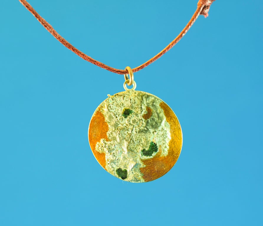 Circular Copper Mountains and Lakes Pendant