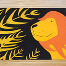 Little Lion A4 Children's Art print orange, black, Unframed