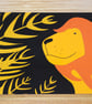 Little Lion A4 Children's Art print orange, black, Unframed