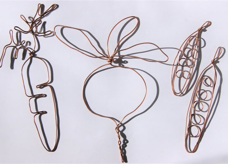 Wire Vegetable wall hanging recycled copper c... Folksy