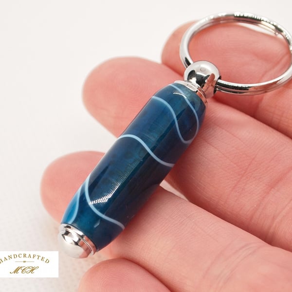 Handcrafted Acrylic Keyring Turned and polished with quality 'Chrome' fixings - 