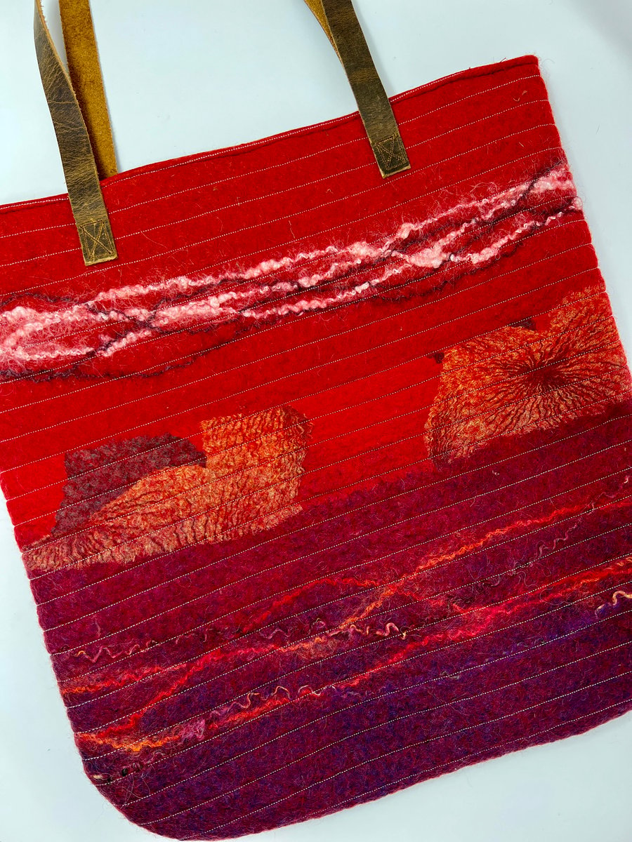 Red Nuno Felt Tote Shoulder Bag