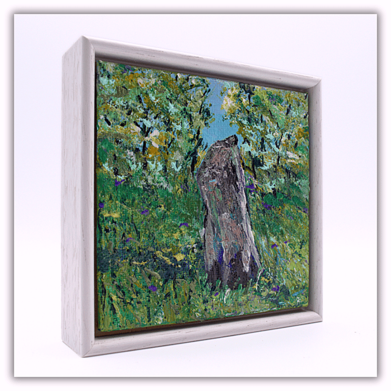 A small framed original painting - standing stone - Kilry stone - Scotland
