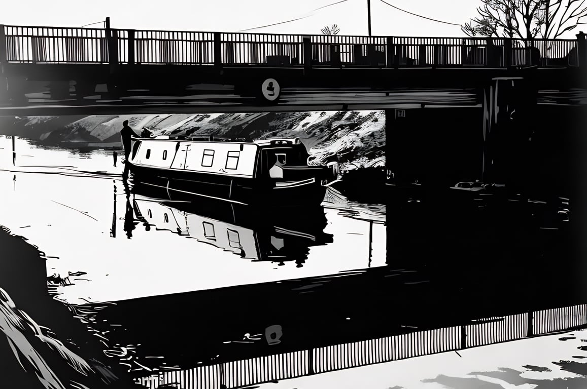 Digital Download of Picture Canal Boat Salters Lode Loch Norfolk Black & White 