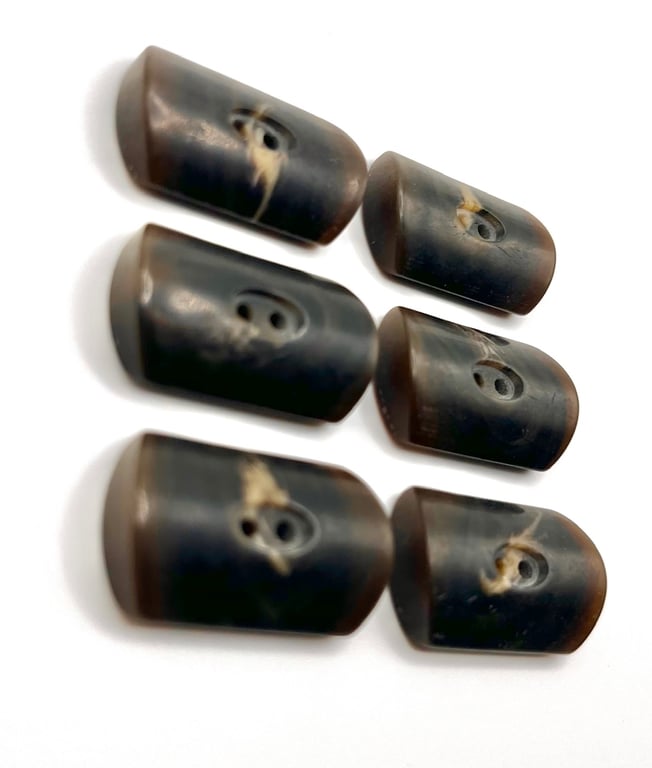 6 Dark Brown Toggle Buttons, Domed, 28mm Wide, Woodgrain, Buy 1 Get 1 Free