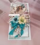 Luxury Handmade Best Wishes Card. Teal & Cream Floral 3D Greeting Card.(L) - Image 7
