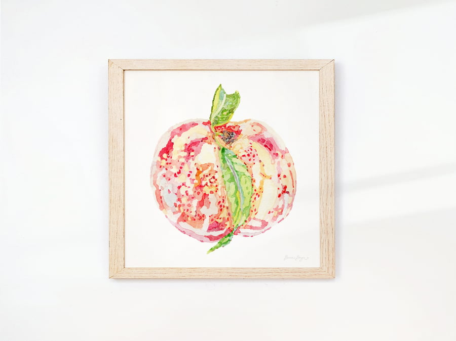 Watercolour Peach Print - Illustrated food art printed sustainably