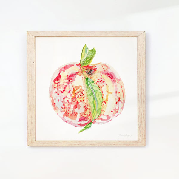 Watercolour Peach Print - Illustrated food art printed sustainably