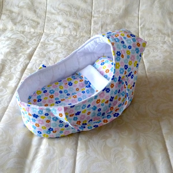 Doll's Carrycot ,multi-coloured suitable for 14 inch dolls